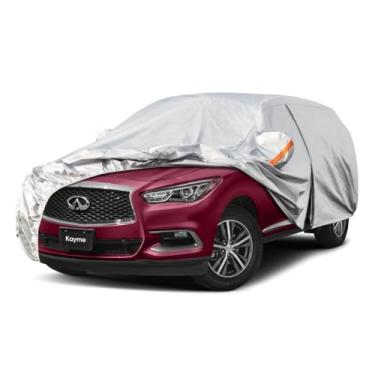 Imagem de Capa de carro SUV de 6 camadas Kayme Impermeável para todos os climas para automóveis, cobertura completa para uso externo, proteção contra chuva e sol, UV, prata