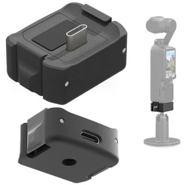 Imagem de Coyktonty Base adaptador de carregamento OSMO Pocket 3, suporte de base estabilizador de liga de alumínio, para bolso DJI 3,1/4 com orifício rosqueado na parte inferior e conector Gopro para fixar ao
