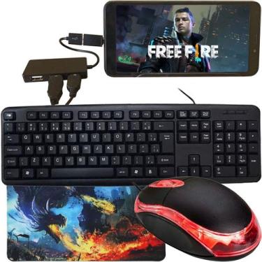 Imagem de Kit Gamer Barato Mobilador Completo Freefire Pubg Top TIPO C + V8 MICR