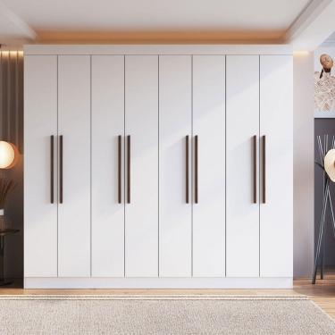 Imagem de Guarda-Roupa Casal Califórnia 8 Portas 4 Gavetas 100% Mdf Branco - Doripel