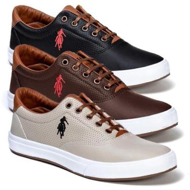 Imagem de kit 3 pares do tenis masculino Polo Open casual dia a dia sapatenis ca