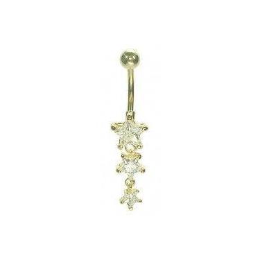 Imagem de Piercing de ouro 18k de umbigo com 3 Estrelas - Elegancy Joias