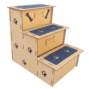 Imagem de Escada Pet cachorro gato 3 degraus + Porta Coleira - IMGROPPO