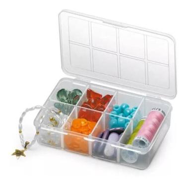 Imagem de KIT 2 Caixa Organizadora Plástica Tampa 7 Divisórias Nitron