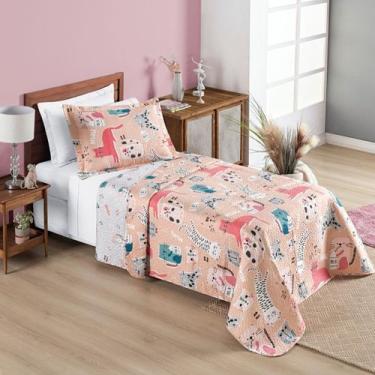Imagem de Kit Colcha Infantil Dupla Face Bouti Kids Solteiro 02 Peças Gatinha - 