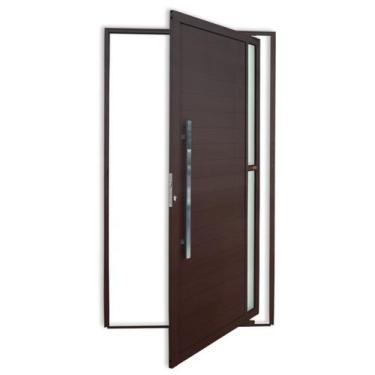 Imagem de Porta de Alumínio Pivotante Lambril 210x120cm com Puxador Corten Super