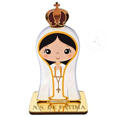 Imagem de Nossa Senhora De Fátima - MDF Acrílico Espelhado Dourado - Enfeite de 
