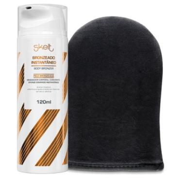 Imagem de Skelt Bronzeado Instantaneo Corporal 120ml E Luva Aplicadora Maquiagem