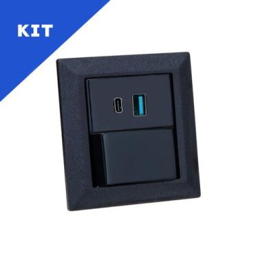Imagem de Kit Espelhos Tomadas Duplo Chanf 2 Usb 9.0A 1 Interruptor - CONNECT CA