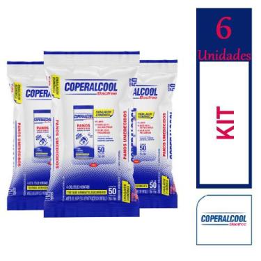 Imagem de Kit 6 Lenços Desinfetantes Álcool Coperalcool 50un Cada
