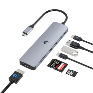 Imagem de TOTU Hub USB C, adaptador USB C 7 em 1, adaptador multiportas USB C Dock com 4K HDMI, USB A 3.0, 2 USB A 2.0, 100W PD, slot para cartão SD/TF para MacBook Pro/Air e laptops tipo C