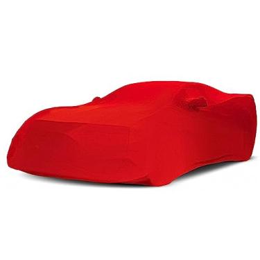 Imagem de Capa de carro para ambientes internos compatível com Corvette C7 2014-2019, Stingray, Z51, Z06, Grand Sport Corvettes Stretch Cetim Proteção à prova de poeira Ultimate Custom Capa de carro completa para carros de garagem subterrânea (vermelho)
