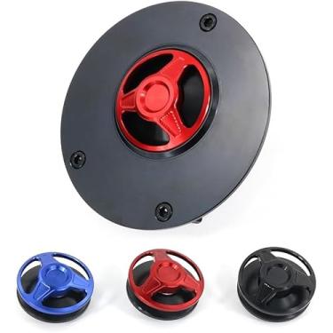 Imagem de Xitomer Tampa do tanque de gás da motocicleta com 3 furos de liga de alumínio CNC, adequado para HAYABUSA GSX 1300R, SV650, GSX-R 600/750, GSX-S750, GSF 1200S, V-STROM 650 KATANA GSX-250R (vermelho)
