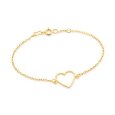 Imagem de Pulseira rommanel banhado ouro 18k feminina coração vazado 551709
