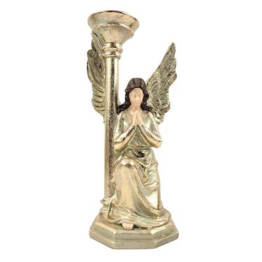 Imagem de Anjo Castiçal Dourado Sagrado Candelabro Enfeite Natal