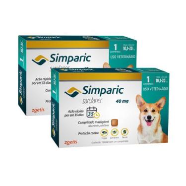 Imagem de Kit 2 Simparic 40mg para Cães de 10,1 a 20kg com 1 Comprimido Mastigáv