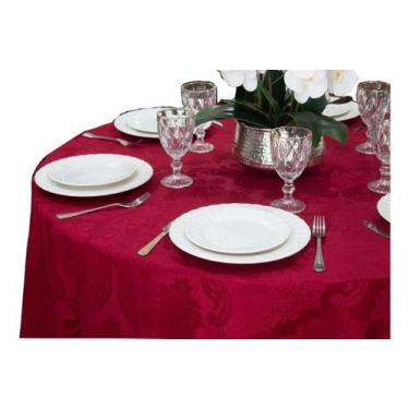 Imagem de Toalha de Mesa Redonda Jacquard Adamascado 2,60mts de Diâmetro Sala Ja