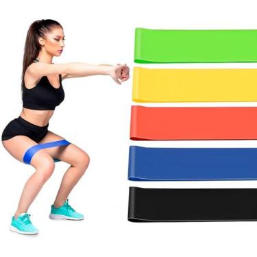 Imagem de Kit 5 Faixas Elasticas Mini Band Exercicios em Casa Extensor Academia 