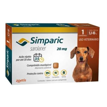 Imagem de Antipulgas e Carrapaticida Para Cães Simparic Tamanhos, 20mg