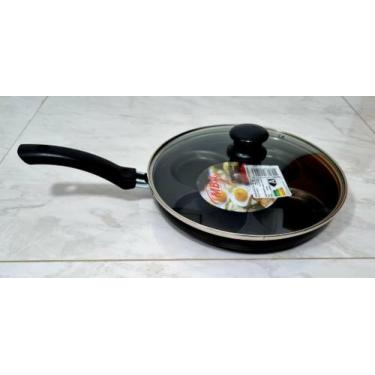 Imagem de Frigideira 4 Ovos Antiaderente 24 cm  Com Tampa De Vidro  Envio Imedia