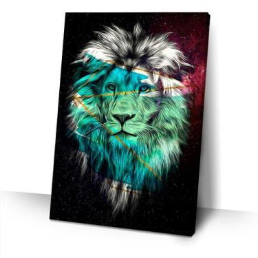 Imagem de Quadro Grande Leão Colorido Sala Nicho Quarto Casal Moderno - IQ Quadr