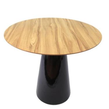 Imagem de Mesa de Jantar Cone 80 cm Base Preta - Outros, Nogueira