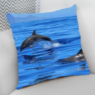 Imagem de Almofada Decorativa Cheia c/ Zíper 40x40 Praia Mar Oceano Peixe - Delu