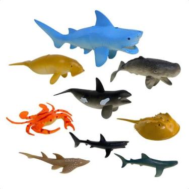 Imagem de Kit Brinquedo Animais Aquáticos Marinhos Fundo Do Mar Realista Sortido