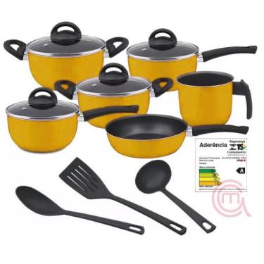 Imagem de Conjunto de Panelas Antiaderente Marpal 09 Peças Original, Amarelo