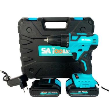 Imagem de Parafusadeira Furadeira 21v Bivolt 2 Baterias Profissional - SA TOOLS 