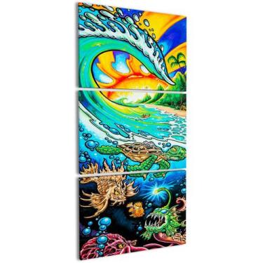 Imagem de Quadro Surf Pintura fundo do Mar Decorativo Sala Quarto Kit - IQ Quadr
