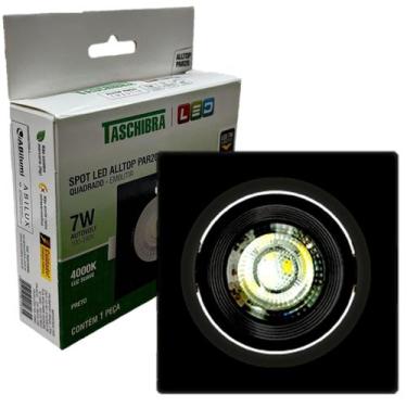 Imagem de Kit 4 Spot Led Quadrado Preto Embutir 7w Branco Neutro 4000K - TASCHIB