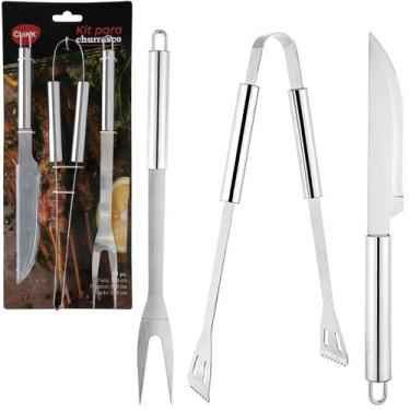 Imagem de Conjunto de faca 32,5cm +garfo 34,5cm e pegador 34,5cm inox - CLINK