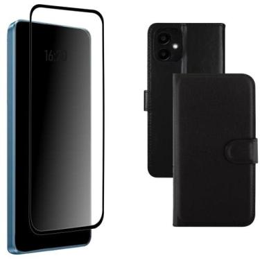 Imagem de Película e Capa Carteira Preta Para Samsung Galaxy A06 - XT Smart