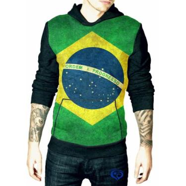 Imagem de Moletom do Brasil masculino blusa Adulto canguru - Alemark, GG