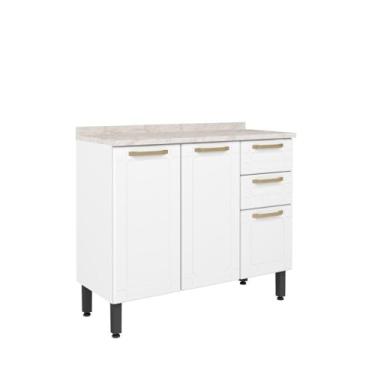 Imagem de Balcão de Aço Tampo 3portas 2gavetas Branco Colors Bertolini