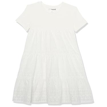 Imagem de Desigual Vestido feminino de manga curta tamanho único, Branco, 12 Anos