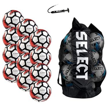Imagem de Select Bola de futebol clássica V21, pacote com 12 bolas com bolsa esportiva e bomba de mão, branca, tamanho 3