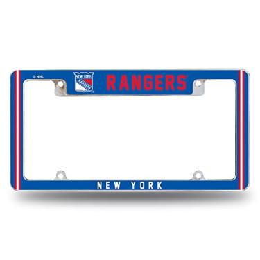 Imagem de Rico Industries Moldura de placa automotiva NHL New York Rangers Classic 30,48 cm x 15,24 cm cromada para carro/caminhão/SUV