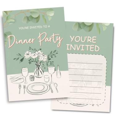 Imagem de Doguiei Convites de festa de aniversário para jantares verdes, cartão de convites de jantar de aniversário para meninos meninas adolescentes adultos (30 cartões e 30 envelopes)