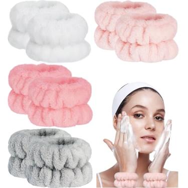 Imagem de Taocar 8 pulseiras para lavar o rosto, pulseiras absorventes para lavar o rosto, toalhas de pulso femininas de microfibra, faixa de lavagem elástica para homens e crianças, evita que a água derrame