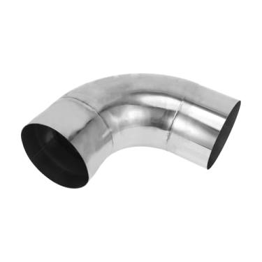 Imagem de Motoforti Tubo de escape de mandril de 90 graus Tubo de escape de carro Mandril Curva DIY Tubo personalizado 12,7 cm OD 20 cm Comprimento da perna Aço inoxidável 304 Tom prateado
