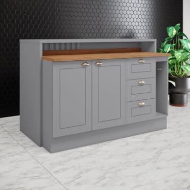 Imagem de Kit Ilha Gourmet 2 Portas 3 Gavetas com Tampo Cinza