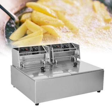 Imagem de Fritadeira compacta com filtro de cesta, tamanho jumbo, temperatura ajustável, perfeita para frango frito, camarão, batatas fritas e muito mais, recipiente de óleo removível, restaurante