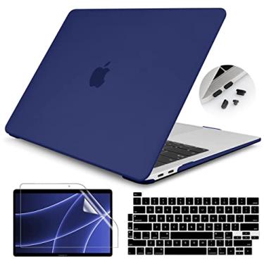 Imagem de Teryeefi Capa para MacBook Pro 13 polegadas 2022 2021 2020 2019 2018 2017 2016 versão A2338 M2 M1 A2289 A2251 A2159 A1989 A1706, capa rígida fosca + capa de teclado + Protetor de tela, azul marinho