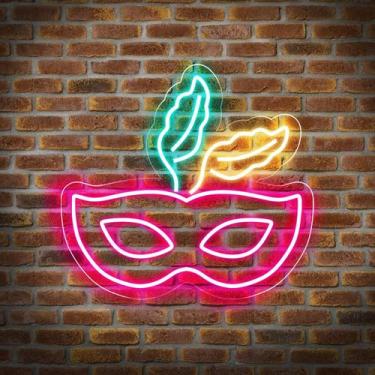 Imagem de Painel Neon Led Máscara de Carnaval Penas Decoração Festa - Bloom