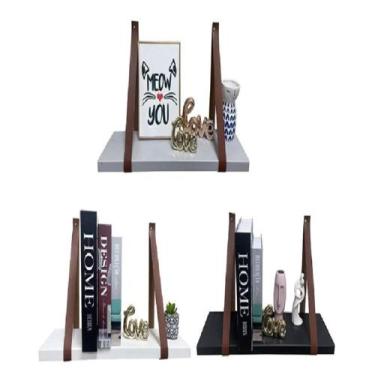 Imagem de Prateleira Com Alça Couro Kit 2 Unidade Cinza Plastico 60cm - Interpon