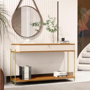 Imagem de Bancada Baton Rouge Off White Nature Dourado - Mais de Casa