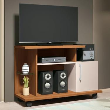 Imagem de Rack Bancada de TV 26 Pol 100cm Smart Off White/Cinamomo - HB Móveis
