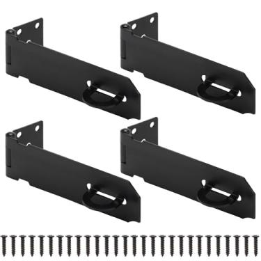 Imagem de Trava de ferrolho de trava de porta de 12 cm, fecho de segurança para fecho, ferrolho de aço inoxidável para portão de cerca ao ar livre, porta de celeiro, armário de galpão, gaveta, acabamento preto